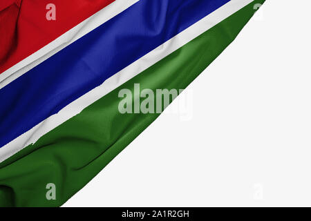 Gambia flag of fabric with copyspace for your text on white background Stock Photo