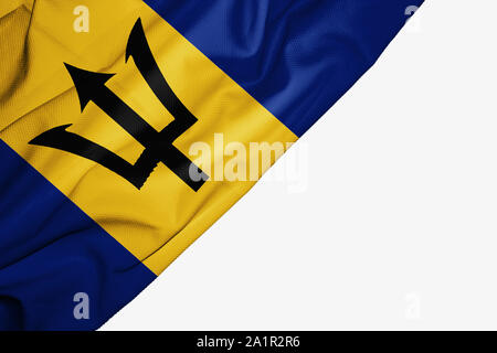 Barbados flag of fabric with copyspace for your text on white background Stock Photo