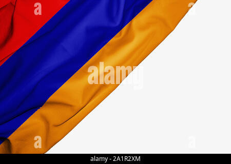 Armenia flag of fabric with copyspace for your text on white background Stock Photo