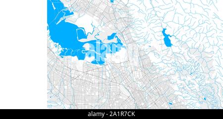 Rich detailed vector area map of Milpitas, California, USA. Map template for home decor. Stock Vector