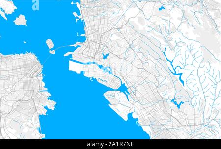 Rich detailed vector area map of Alameda, California, USA. Map template for home decor. Stock Vector