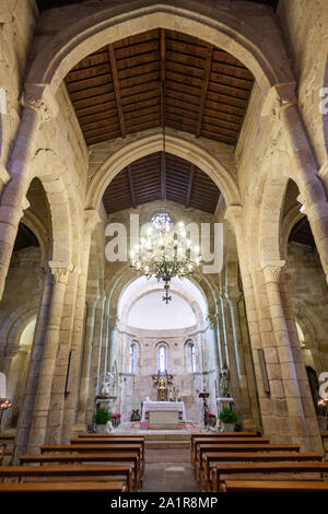 Interior of the Monasterio de San Salvador de Bergondo, Bergondo, A Coruña province, Galicia, Spain Stock Photo