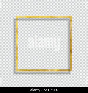 Gold Paint Glittering Textured Frame on Transparent Background. Vector Illustration Stock Vector