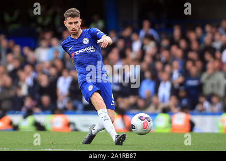 London, UK. 28th Sep, 2019. Jorginho of Chelsea in action. Premier League match, Chelsea v Brighton & Hove Albion at Stamford Bridge in London on Saturday 28th September 2019. this image may only be used for Editorial purposes. Editorial use only, license required for commercial use. No use in betting, games or a single club/league/player publications. pic by Steffan Bowen/ Credit: Andrew Orchard sports photography/Alamy Live News Stock Photo
