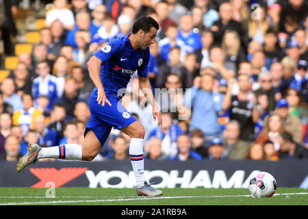 London, UK. 28th Sep, 2019. Pedro of Chelsea in action. Premier League match, Chelsea v Brighton & Hove Albion at Stamford Bridge in London on Saturday 28th September 2019. this image may only be used for Editorial purposes. Editorial use only, license required for commercial use. No use in betting, games or a single club/league/player publications. pic by Steffan Bowen/ Credit: Andrew Orchard sports photography/Alamy Live News Stock Photo