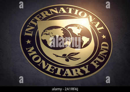 IMF International Monetary Fund symbol or sign. 3d illustration Stock Photo
