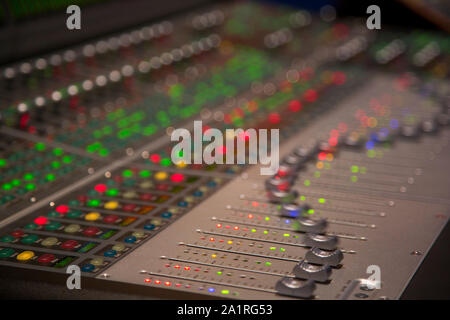 Close-up of sound mixer for video and movies Stock Photo