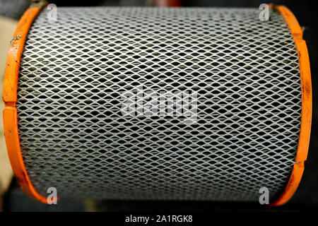 Macro shot of huge working part of industrial machine or large vehicle that can be used as background Stock Photo