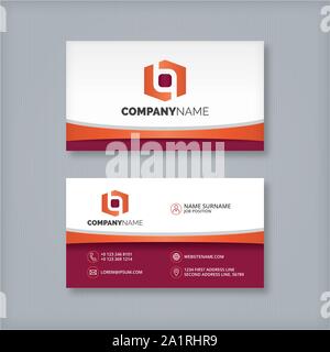 Design Business Card template. Two sides with hexagon abstract logo. Stock Vector