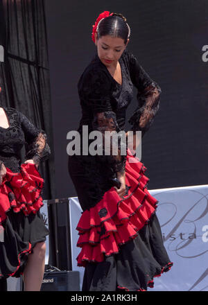 Flamenco dancer performs at Santa Barbara Fiesta celebration Stock Photo