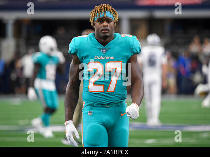 Sep 22, 2019: Miami Dolphins running back Kalen Ballage #27 before an NFL game between the Miami Dolphins and the Dallas Cowboys at AT&T Stadium in Arlington, TX Dallas defeated Miami 31-6 Albert Pena/CSM Stock Photo