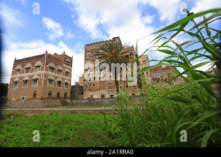 A view of the old building city of the Yemeni capital Sanaa on September 28, 2019. Stock Photo