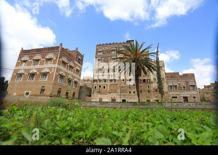 A view of the old building city of the Yemeni capital Sanaa on September 28, 2019. Stock Photo