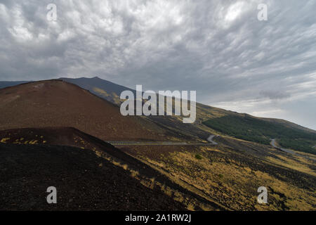 Picture taken from Silvestri craters on the southern slope of the Etna volcano. Stock Photo