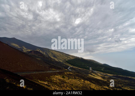 Picture taken from Silvestri craters on the southern slope of the Etna volcano. Stock Photo