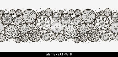 Gears seamless pattern. Cogwheels, mechanism vector illustration Stock Vector