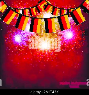 Bright firework with flags Germany for holidays. Vector illustration. Stock Vector