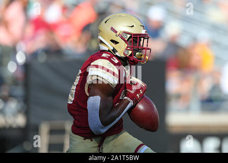 Massachusetts, USA. 28th Sep, 2019. Boston College Eagles running back Travis Levy (23) in action during the NCAA football game between Wake Forest Demon Deacons and Boston College Eagles at Alumni Stadium. Credit: Cal Sport Media/Alamy Live News Stock Photo