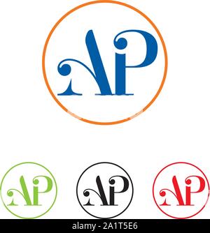 Beauty vector Initial letters AP, AP business logo icon design template elements. Vector color sign. AP-letter abbreviations, Letter AP logo Stock Vector