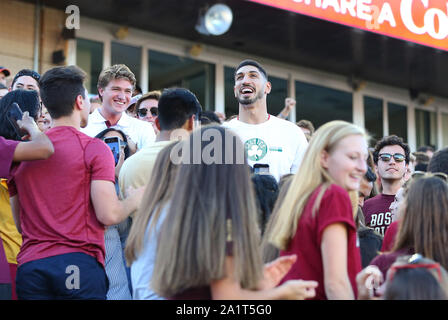 Massachusetts, USA. 28th Sep, 2019. Boston Celtics center Enes Kanter during the NCAA football game between Wake Forest Demon Deacons and Boston College Eagles at Alumni Stadium. Credit: Cal Sport Media/Alamy Live News Stock Photo