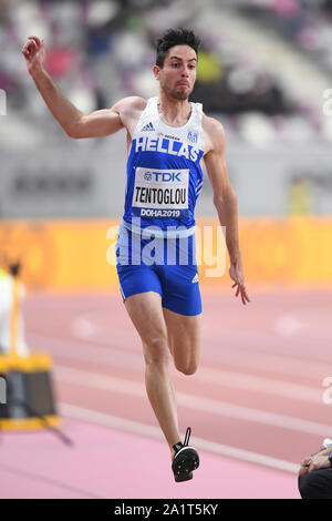 Miltiadis Tentoglu (Greece). Long Jump Men final. IAAF World Athletics Championships, Doha 2019 Stock Photo