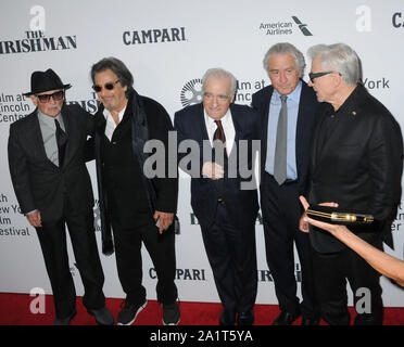 September 27, 2019, New York, New York, USA: 27 September 2019 - New York, New York - Joe Pesci, Al Pacino, Martin Scorsese, Robert De Niro, and Harvy Keitel. ''The Irishman'' 57th New York Film Festival held at Alice Tully Hall, Lincoln Center. Photo Credit: AdMedia (Credit Image: © AdMedia via ZUMA Wire) Stock Photo