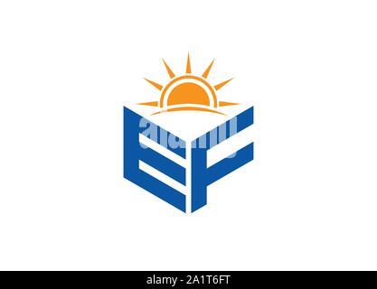 Abstract polygonal Letter Logo, hexagon letter logo, polygonal Letter with Sun Logo sing and Symbol, monogram logo, Sun logo design, sunset logo Stock Vector