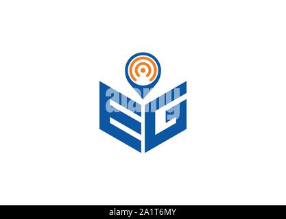 Abstract polygonal Letter Logo, hexagon letter logo, polygonal Letter with location Logo sing and Symbol, monogram logo, location sign logo design, Stock Vector