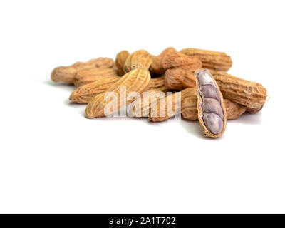 Boiled peanuts , Placed on a white background. Stock Photo
