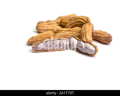 Boiled peanuts , Placed on a white background. Stock Photo