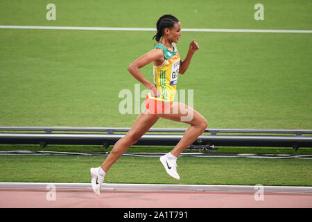 Letesenbet Gidey (Ethiopia). 10,000 metres women Silver Medal. IAAF World Athletics Championships, Doha 2019 Stock Photo