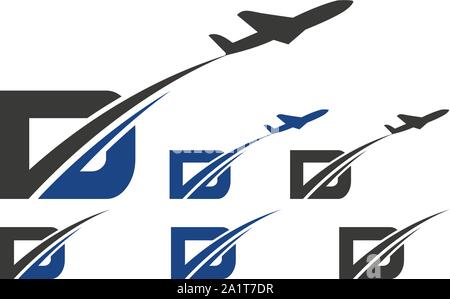 D Letter sign, symbol, monogram. Aviation Logo Design. Aircraft logo, Jet logo Stock Vector