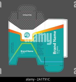 Medicine packaging box idea, packaging template concept, template for business purpose, place your text and logos and ready to go for print. Stock Vector