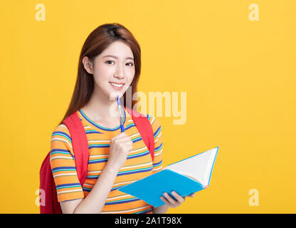 Portrait of beautiful asian  student studying and thinking Stock Photo