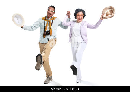 Elderly couple happy journey Stock Photo