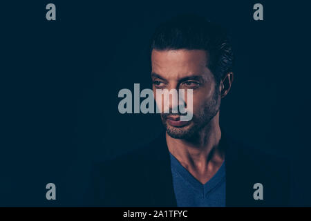 Close-up portrait of nice well-groomed content slassy handsome a Stock Photo