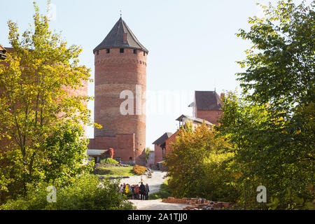 City Sigulda, Latvia Republic. Old castle build from red bricks. 27. Sep. 2019 Stock Photo