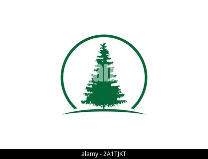 Green Oak Tree Logo, Pines  Logo sample, vector template, tree vector icon. logo design elements. A conceptual illustration of a tree icon, Green Oak Stock Vector