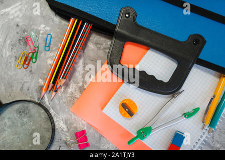 Office folder on the table in stationery store Stock Photo