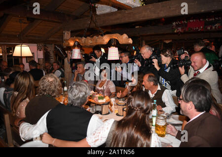Munich, Germany. 28th Sep, 2019. Photographers photograph in the beetle tent on the Wiesn. The largest folk festival in the world lasts until 6 October. Credit: Felix Hörhager/dpa/Alamy Live News Stock Photo