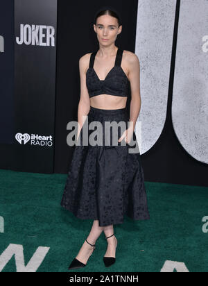 Los Angeles, USA. 29th Sep, 2019. Rooney Mara 070 attends the premiere of Warner Bros Pictures 'Joker' on September 28, 2019 in Hollywood, California Credit: Tsuni/USA/Alamy Live News Stock Photo