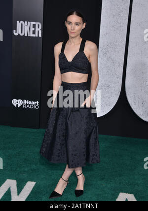 Los Angeles, USA. 29th Sep, 2019. Rooney Mara 069 attends the premiere of Warner Bros Pictures 'Joker' on September 28, 2019 in Hollywood, California Credit: Tsuni/USA/Alamy Live News Stock Photo