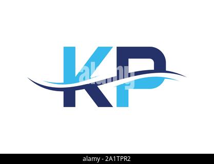 KP Letter logo, KP letter with wave logo design Stock Vector