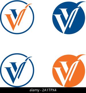 V letter, V letter logo, text logo design Stock Vector