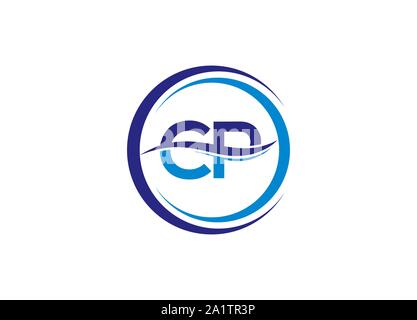 C P letter logo, c&p letter with wave logo Stock Vector