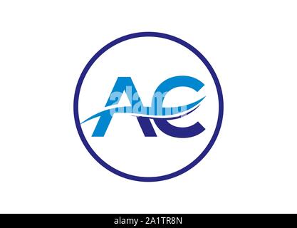 A & C letter logo with water wave Stock Vector