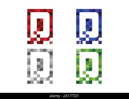 D Pixel letter logo design template Stock Vector