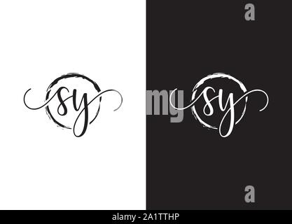 A to Z Initial handwriting logo vector, Initial handwriting logo design with a circle. Zen Circle Brush, handwritten logo for fashion, Stock Vector