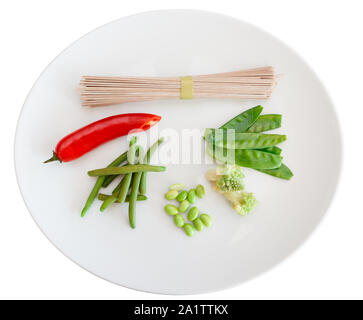 Ingredients for a vegetarian dish isolated on white Stock Photo