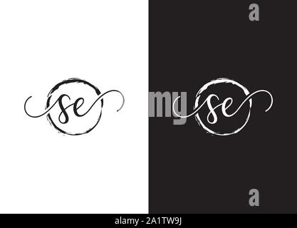 SE S E Letter Logo Design With Creative Lines and Swosh in Purple Brush ...